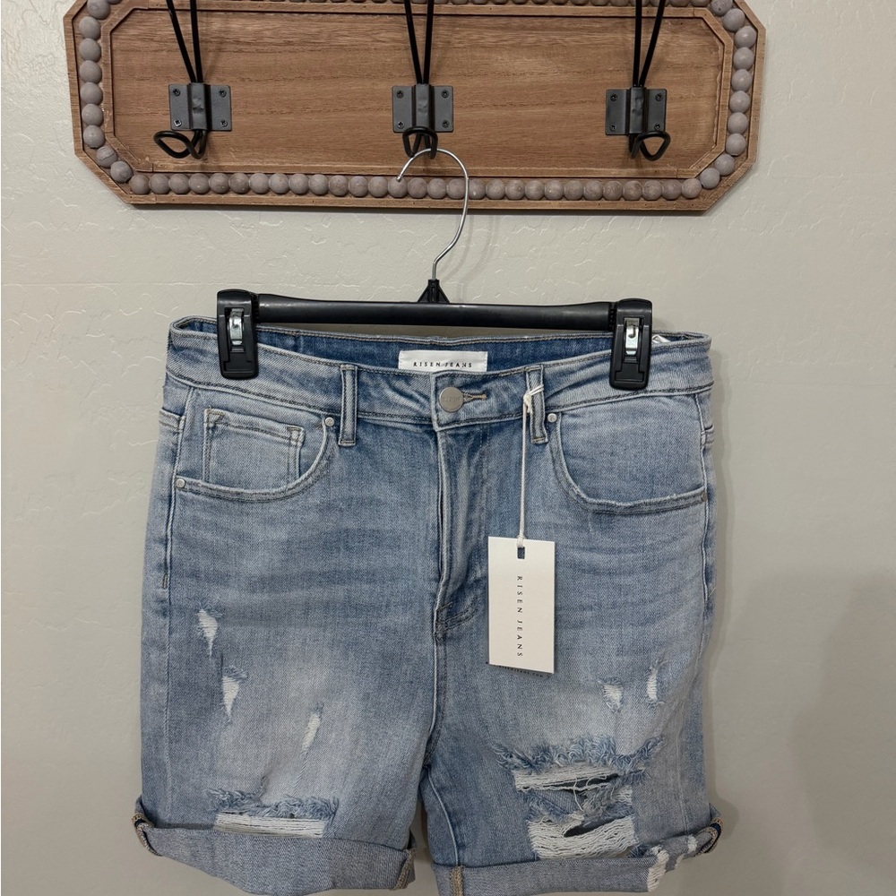 Distressed Light Blue Denim Shorts - Risen brand